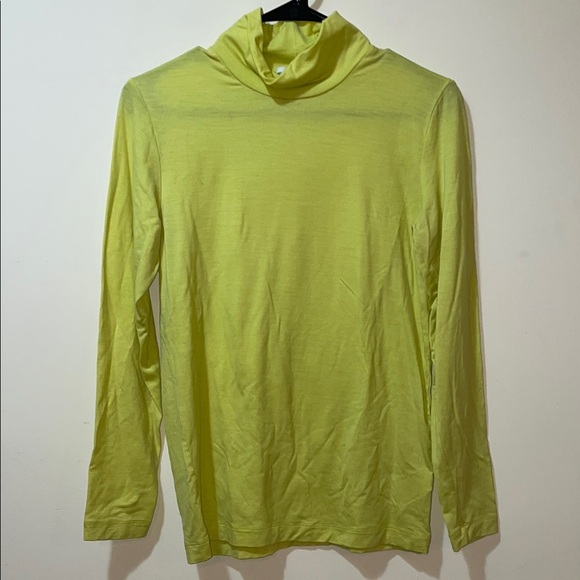 Women’s COS Mock Neck Wool Spandex Bright Yellow Long Sleeve Shirt - Picture 1 of 6
